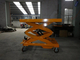 PU Caster Hydraulic Manual Scissor Lift Table With Low Handrail Easy Operation