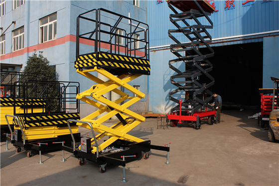 Yellow Mobile Scissor Lift Table Battery Operated Scissor Lift Lifting Max Height 16m