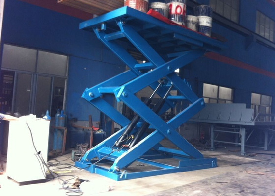 Loading Dock Pallet Scissor Lift Platforms Scissor Work Platform Blue Color